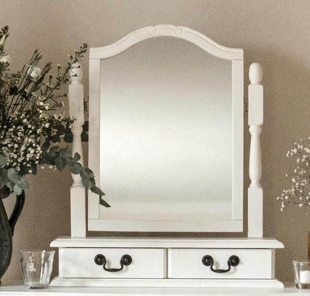 Statement Furniture Juliette Trinket Mirror, Wooden Dressing Table Mirror with Drawers