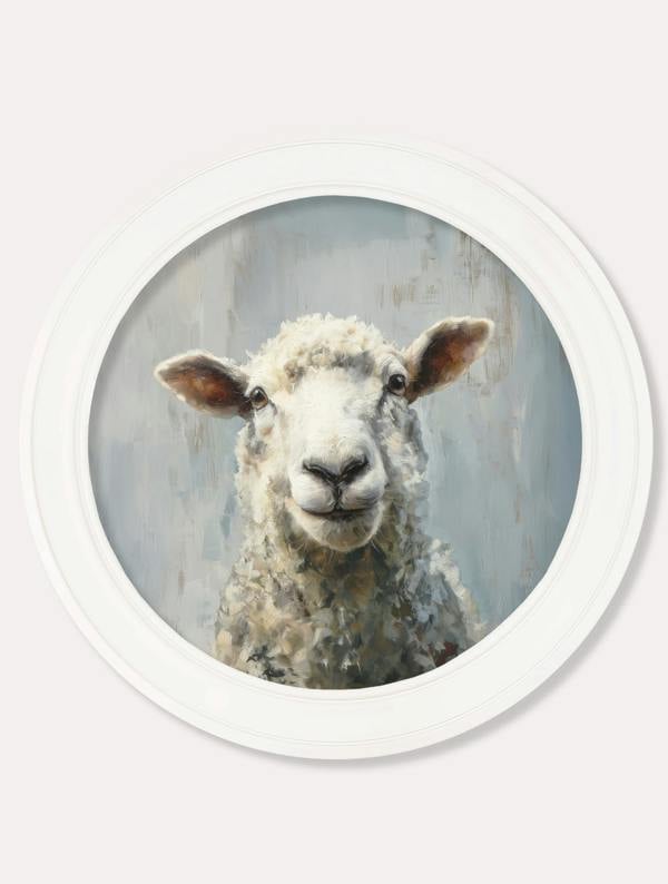 Exceptional Art The Jolly Sheep - Oxford Strong White round frame