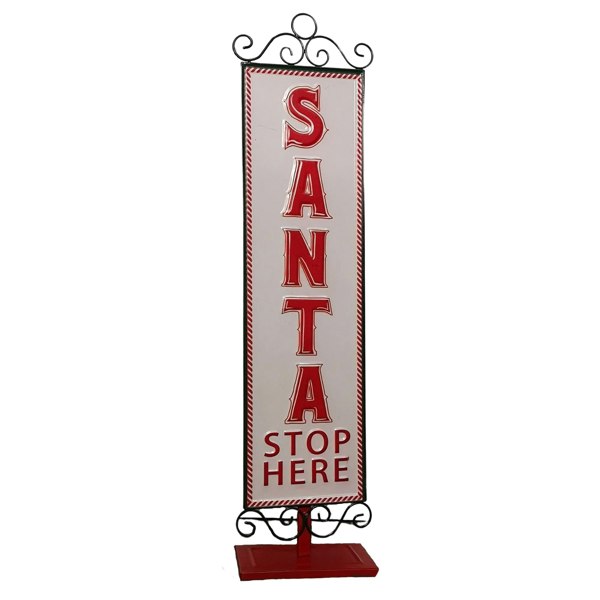 Samuel Alexander 86cm Red and White Santa Stop Here Sign Christmas Decoration