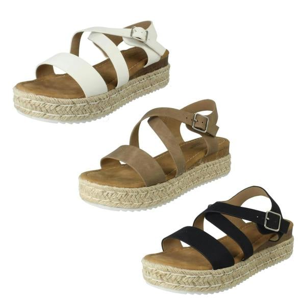 Savannah Ladies Savannah Cross Strap Platform Buckle Fastening Casual Sandals F12094