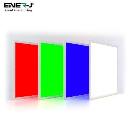 Ener-J Smart RGB+CCT LED Ceiling Panel Light 600  x 600mm, 40W Backlit Panel, App, Remote & Voice Control