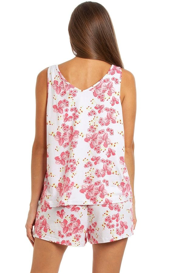 Camille Womens Pink Floral Spandex Short Pyjama Set