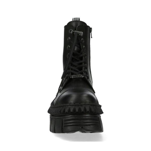 New Rock Black Leather Boots-WALL083CCT-S6