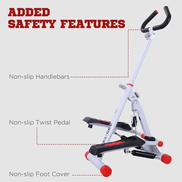 Fitness stepper with non-slip handlebar, twist pedals, and foot covers