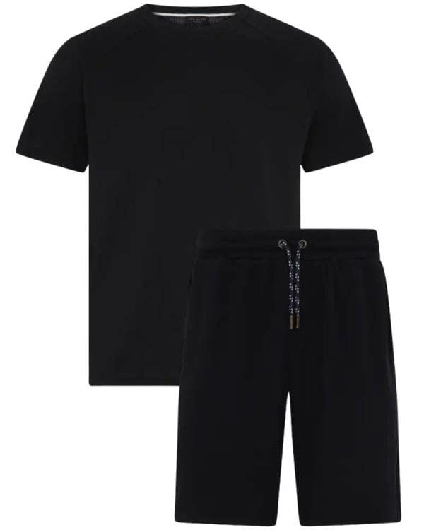 Ted Baker Waffle T-Shirt & Shorts Lounge Set, Black