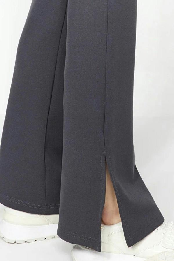 WOVCOR High Waist Flare Knit Trousers with Side Slits