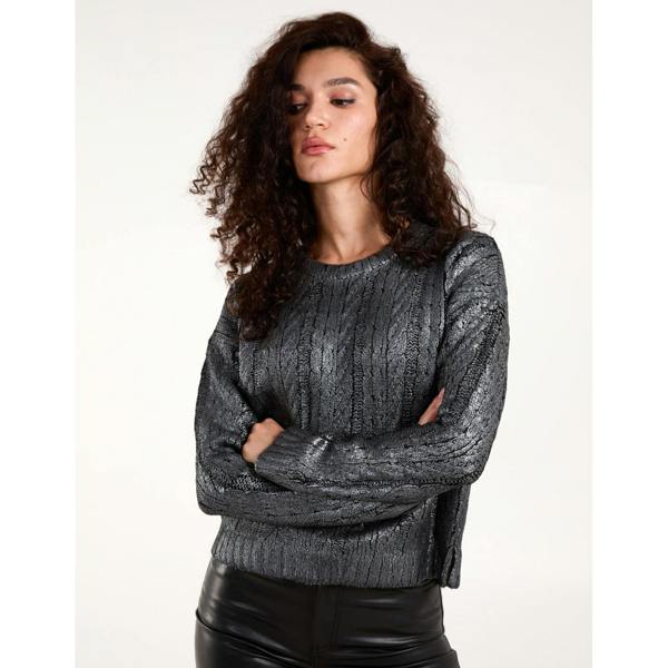 Blue Vanilla Metallic Printed Cable Jumper