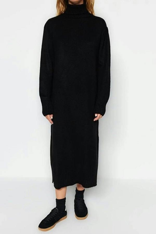 WOVCOR Midi Wide Cut Soft Texture Knit Dress