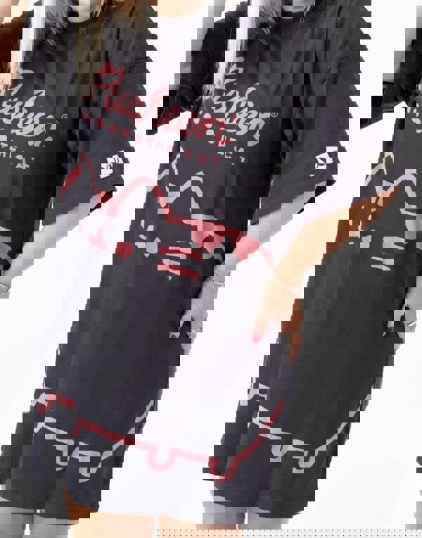 Pusheen Womens Grey Pusheen Character & Logo Print Oversized Short Sleeved T-Shirt