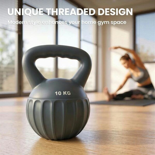 Kettlebell for Strength Training Kettle Bell with Non-Slip Handle 10 kg Grey