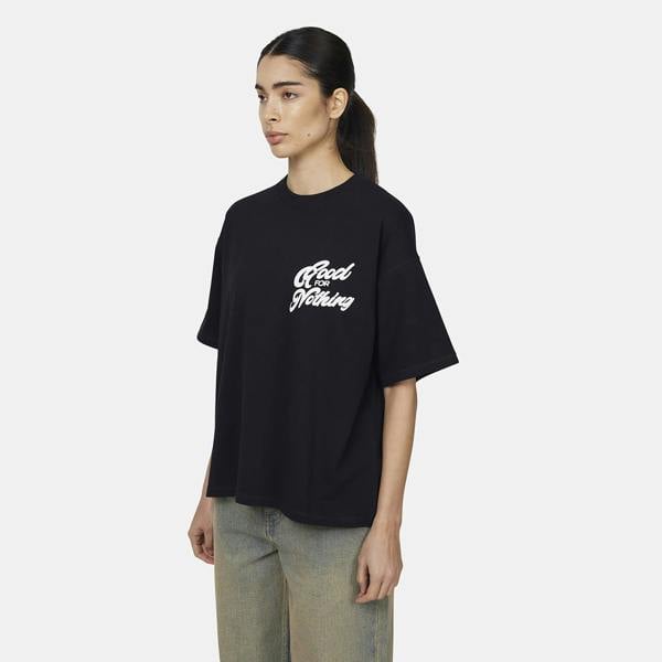Good For Nothing Black Oversized Puff Print T-Shirt - Black Image 1