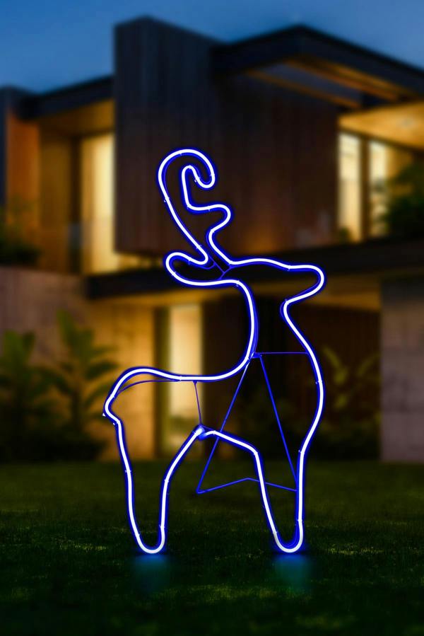 74 x 40 cm to 89 x 50 cm Reindeer Neon Effect Rope Light Silhouette with 90 Blue LEDs image 5