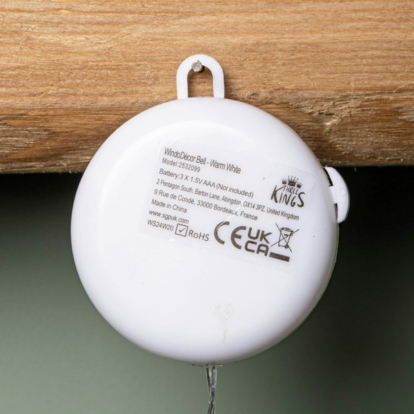 Samuel Alexander 21cm Battery Operated Light up Christmas Bell Window Decoration with Warm White LEDs