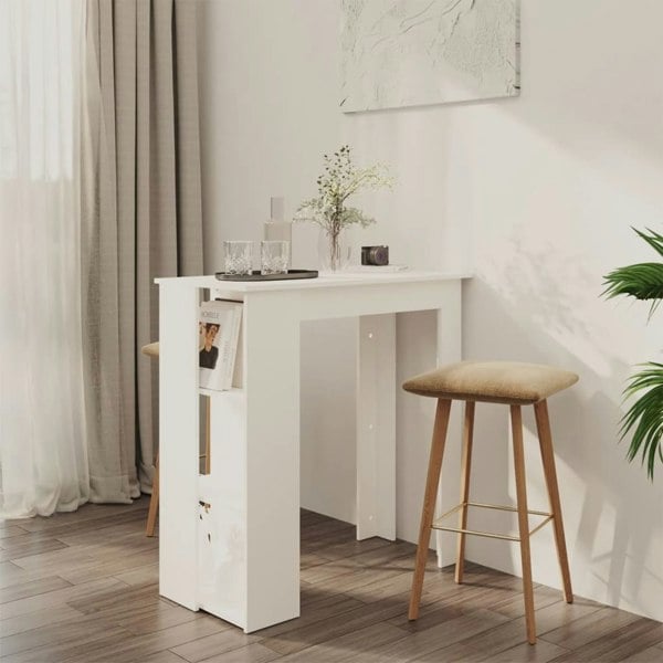 Berkfield Bar Table with Shelf White 102x50x103.5 cm Engineered Wood