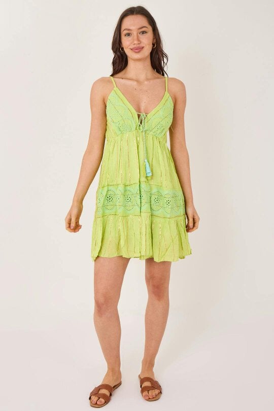 Elaina Fashion Bohemian Lace Detail Mini Dress