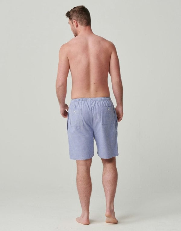 British Boxers Men's Brushed Cotton Sleep Shorts – Staffordshire Blue Herringbone