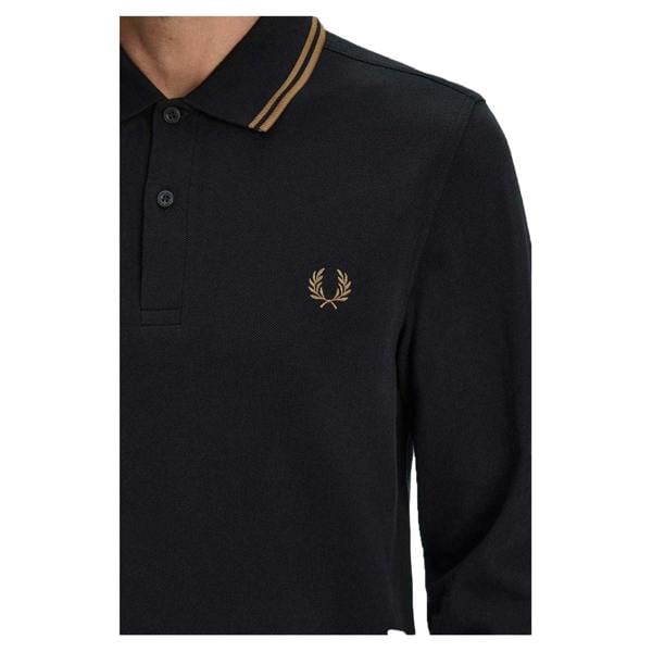 Fred Perry Mens Long-Sleeved Polo Shirt - Black - 