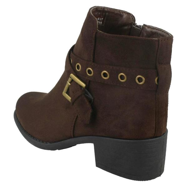 Spot On Ladies Spot On Ankle Boots With Buckle Detail