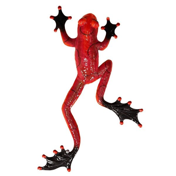 EDH Door Hardware Red Metal Frog Wall Art – 47 x 27 x 5 CM | 3D Hand-Painted Metal Frog Décor