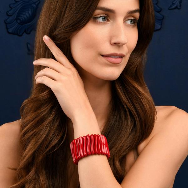 Zavana Wide Red Chunky Bangle Bracelet for Women