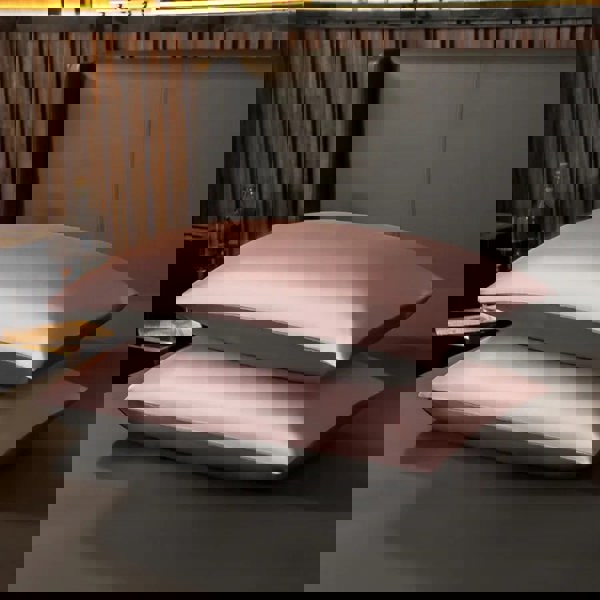 Anyhouz Anycozy Bed Sheet Pink Deep Grey Ultra Soft Luxury Egyptian Cotton Bedding Cover Queen Size 4 Pcs Bed Set