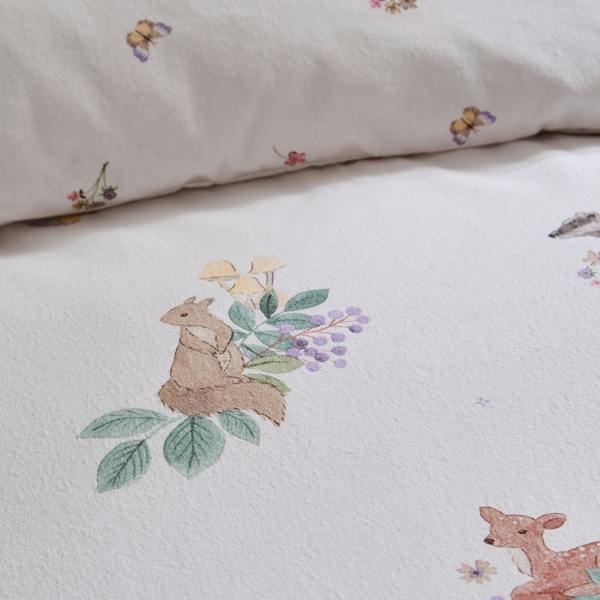 Catherine Lansfield Brushed Forest Friends Reversible Duvet Cover Set Cream