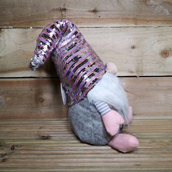 Samuel Alexander 46cm Plush Christmas Bearded Gonk with Pink & Silver Sequined Hat Christmas Decoration