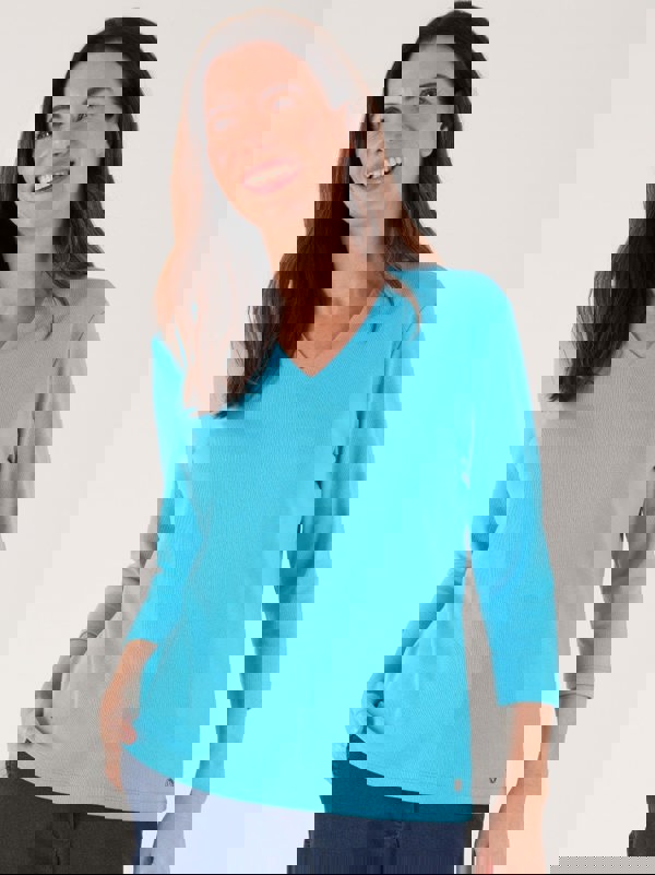 PennyPlain High Back V-neck Top - Lagoon