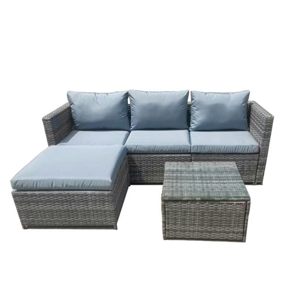 Furniture One Patio Rattan Corner Sofa, Reversible L-Shaped Wicker Outdoor Couch Set