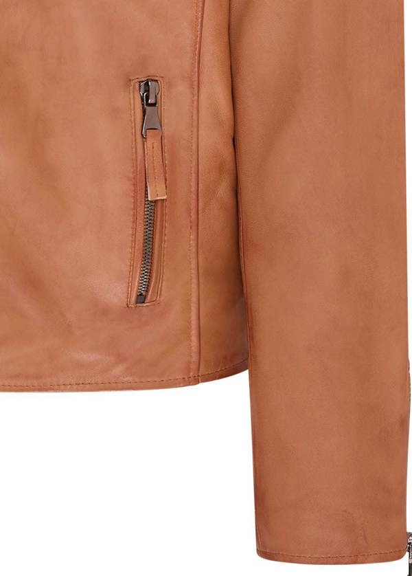 Infinity Leather Mens Brando Double Cross Zip Leather Biker Jacket- Fagernes