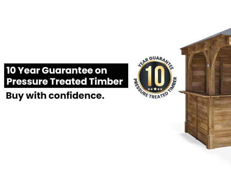 Dunster House Garden Bar 3 x 3 metres Wooden Outdoor Pub Shed Gazebo Leviathan Black Shingles (Back Walled)