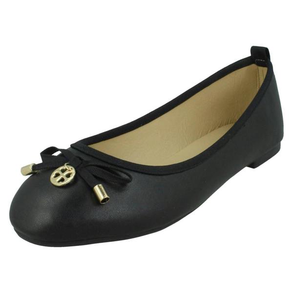 Spot On Ladies Spot On Flat Black Ballerina Shoes F80530