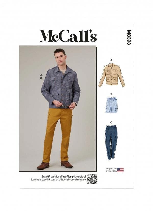 McCalls 8393 Paper Sewing Pattern – Men's Jacket, Trousers & Shorts, Intermediate