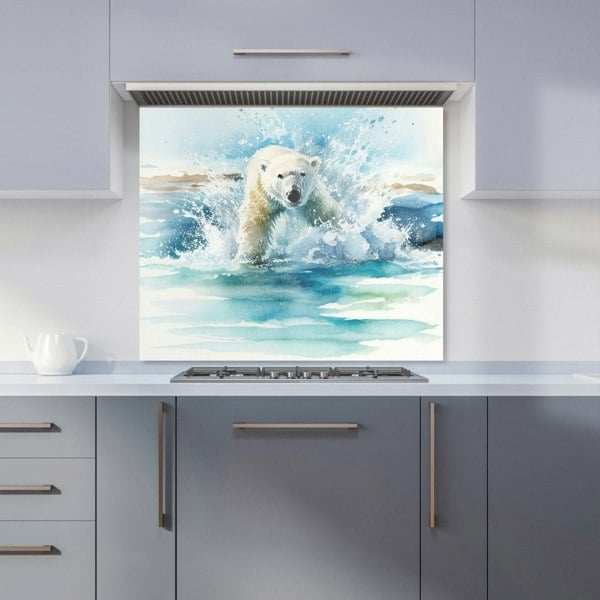 Warren Reed - Designer Hunting Polar Bear Watercolour Kitchen Splashback