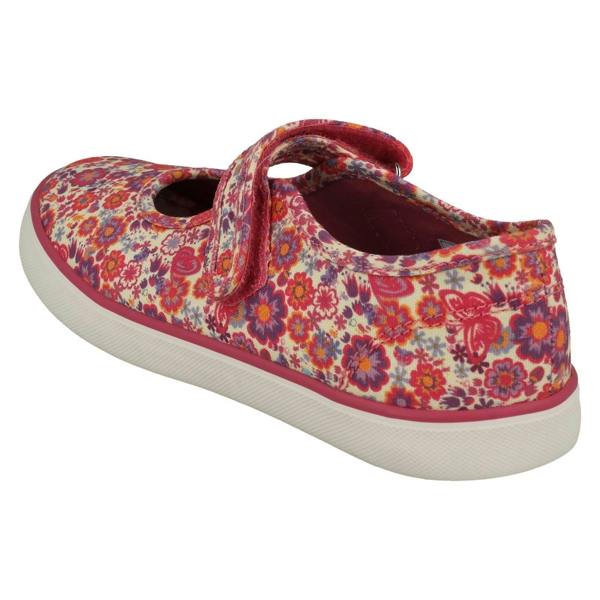 Start-rite Girls Startrite Floral Detailed Mary Jane Canvas Shoes Busy Lizzy