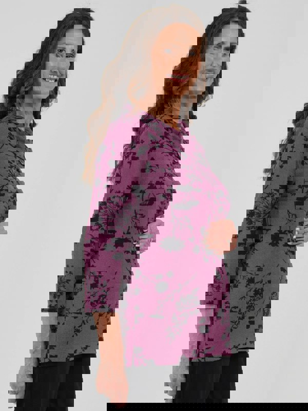 TIGI-Wear Dark Floral Split Cowl Top