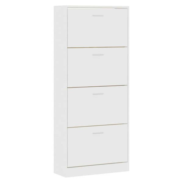 Berkfield Shoe Cabinet White 63x24x147 cm Engineered Wood