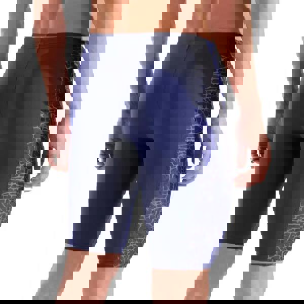 Arena Snakeskin Swim Jammer in navy with blue purple textured spandex