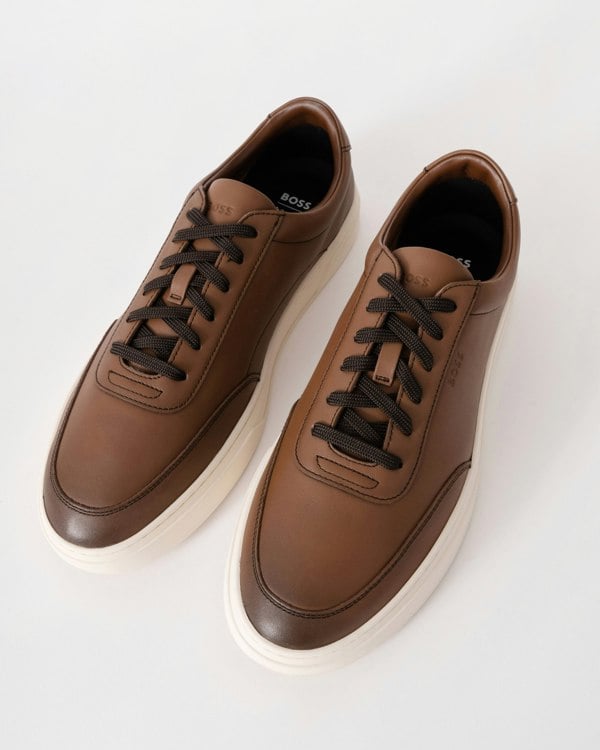 BOSS Orange Kieran Tennis Trainers - Medium Brown 210