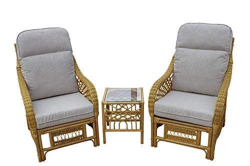 The Garden Marketplace Portofino Duo Set- 2 Chairs & Side Table- Cream Fabric