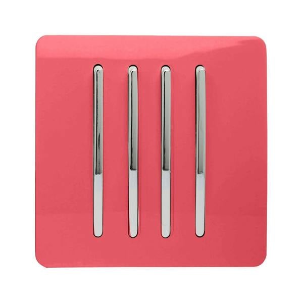 Trendi Switch 4 Gang 1 or 2 way Rocker Light Switch in Strawberry Red