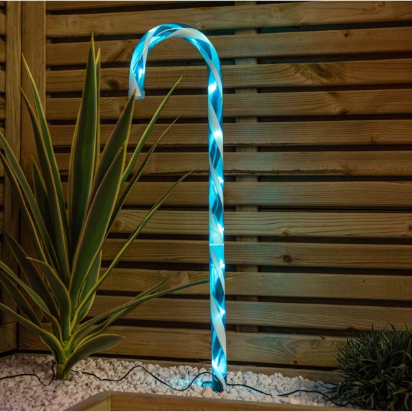 Samuel Alexander 62cm Set of 4 Light up Christmas Candy Cane Garden Path Lights with 40 Rainbow LEDs