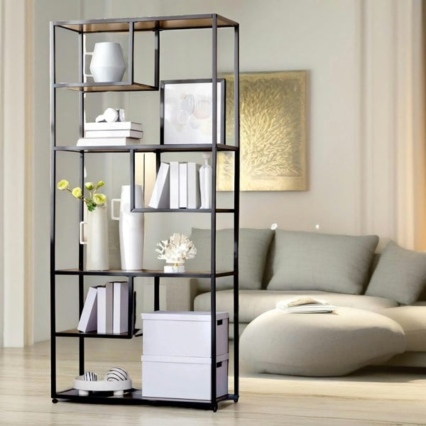 Rafaelo Mobilia 180CM Industrial 7 Tier Bookcase Rustic Brown