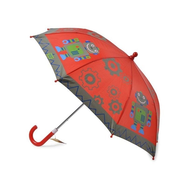 Robot Print Red Kids Umbrella Side Canopy