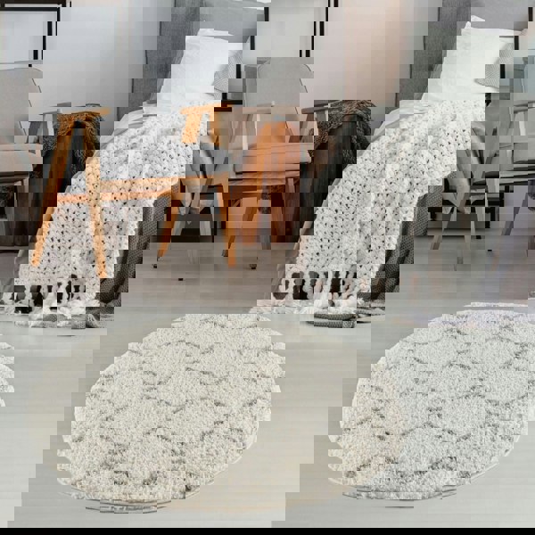 Elegant Moroccan Pattern Grey Ivory Rug Suitable for Floor heating