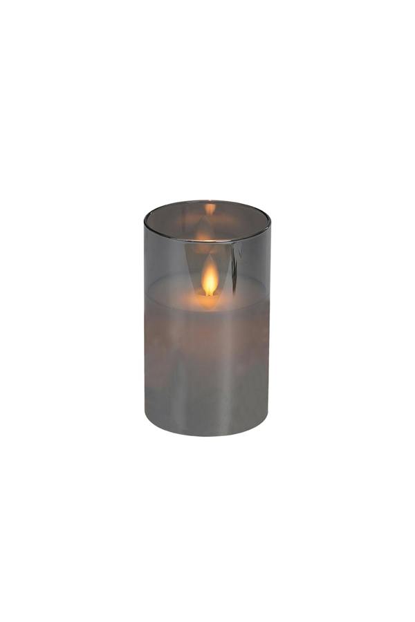 Living and Home 3Pcs Smoke Grey Glass Flameless LED Candles Realistic Swaying Flame with Remote Control & Timer for Wedding Christmas Home Decor