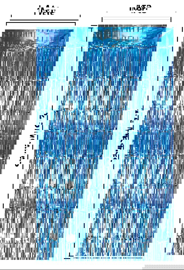 Cheetah Metallic Tinsel Curtain, 2.5M x 1M Blue