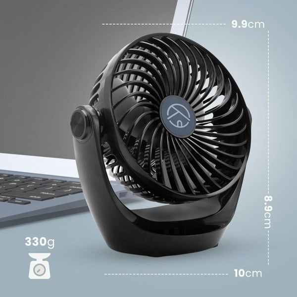 Cuqoo USB Low Noise Desk Fan 360° Rotatable USB Powered Portable Small Desktop Fan - Black (B0BW9J89V6)