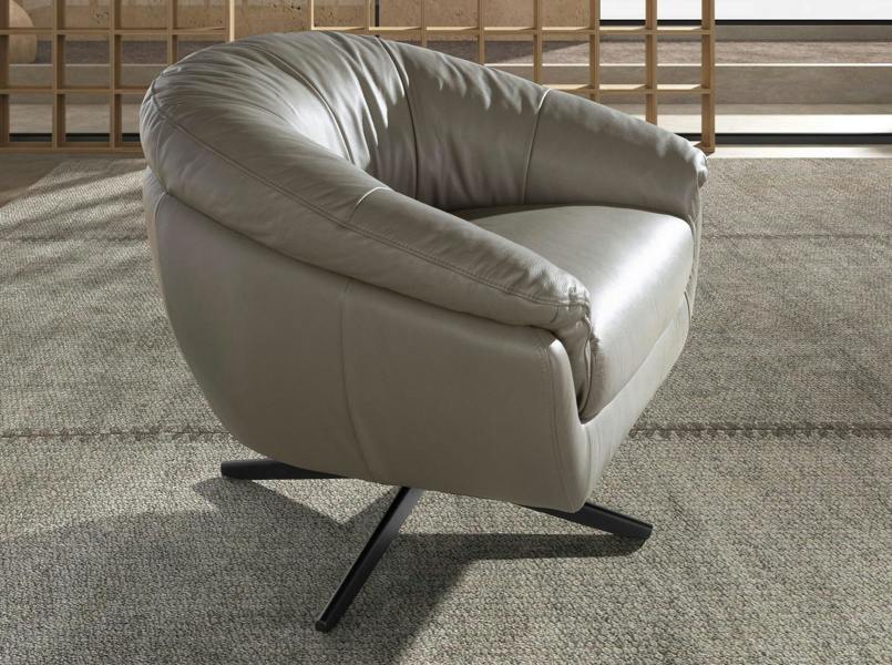 Angel Cerdá Grey Leather Swivel Armchair 5138