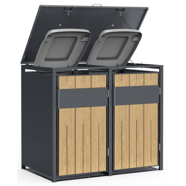 Phoenix Safe Phoenix GB2200AW Outdoor Double Wheelie Bin Store for 2 x 240L Bins in Oak Effect